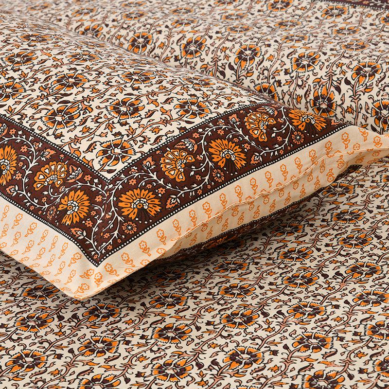 Buy Mridula Printed Bedsheet - Brown Bedsheets from Vaaree