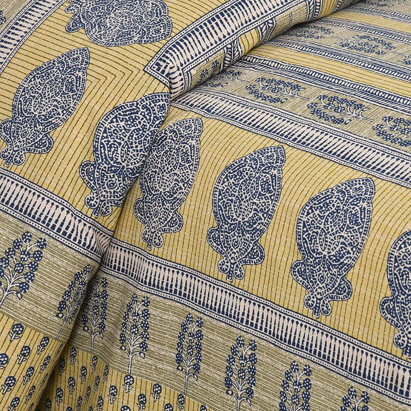 Buy Kineesh Printed Bedsheet - Yellow Bedsheets from Vaaree