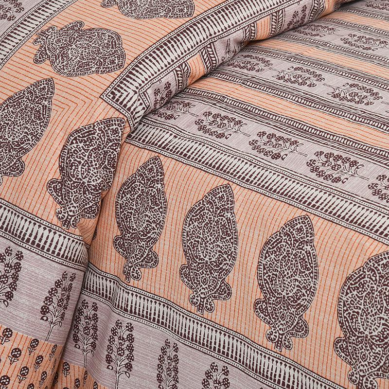 Buy Kineesh Printed Bedsheet - Orange Bedsheets from Vaaree