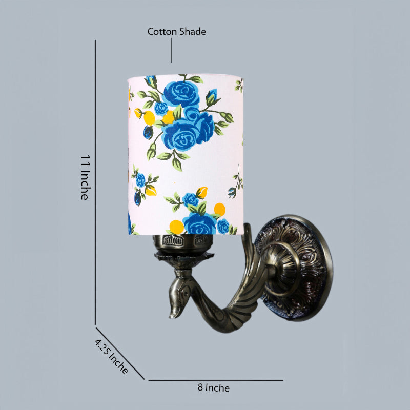 Wall Lamp - Amro Retro Blue Fleur Cylindrical Wall Lamp