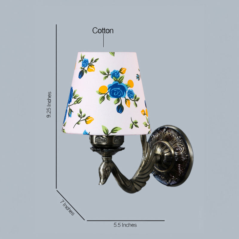 Wall Lamp - Amro Retro Blue Fleur Conical Wall Lamp