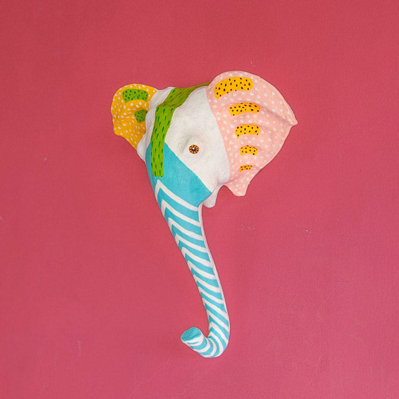 Wall Accents - Psychedelic Ellie Handpainted Paper mache Wall Decor Head