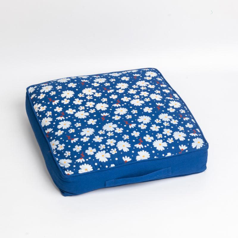 Buy Shannon Floral Floor Cushion - Classic Blue Floor Cushions from Vaaree