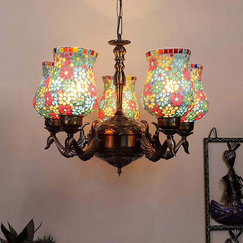 Ceiling Lamp - Bido Mayoora Mosaic Golden Antique Chandelier