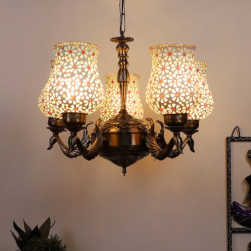 Ceiling Lamp - Dinara Mosaic Mayoora Mosaic Golden Antique Chandelier