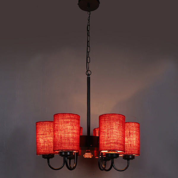 Ceiling Lamp - Viya Cylindrical Chandelier - Maroon