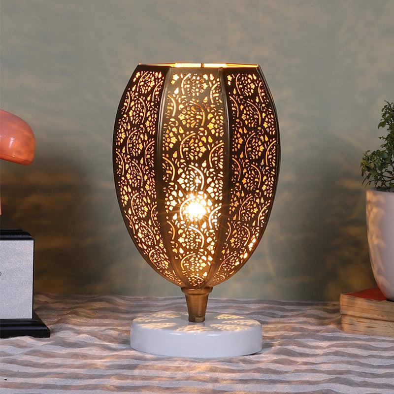 Buy Mehela Etched Table Lamp With White Round Base Table Lamp from Vaaree