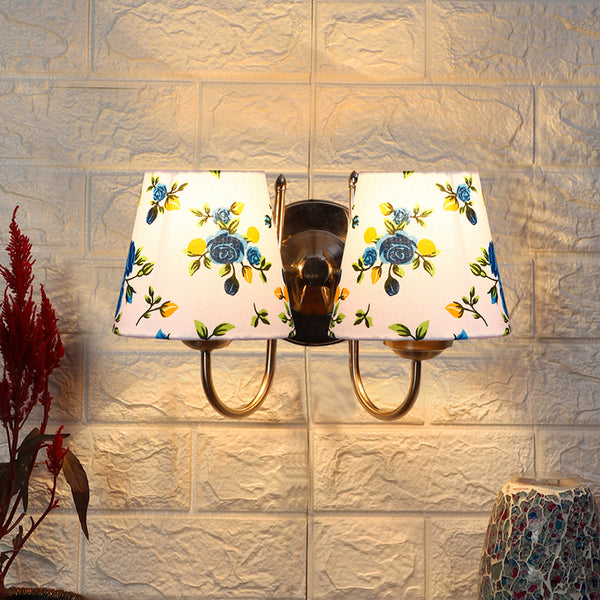 Buy Veda Duo Blue Fleur Conical Wall Lamp Wall Lamp from Vaaree