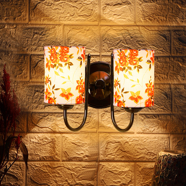 Wall Lamp - Veda Duo Ibis Floral Cylindrical Wall Lamp