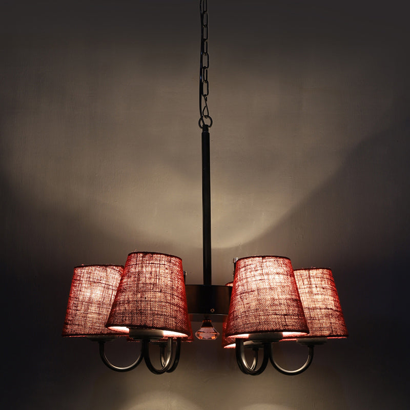 Ceiling Lamp - Viya Conical Chandelier - Maroon