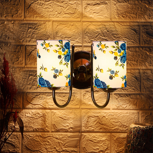 Wall Lamp - Veda Duo Blue Fleur Cylindrical Wall Lamp