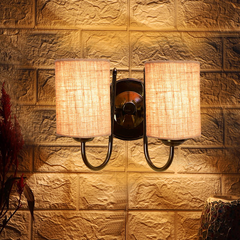 Wall Lamp - Veda Duo Cylindrical Wall Lamp - Beige