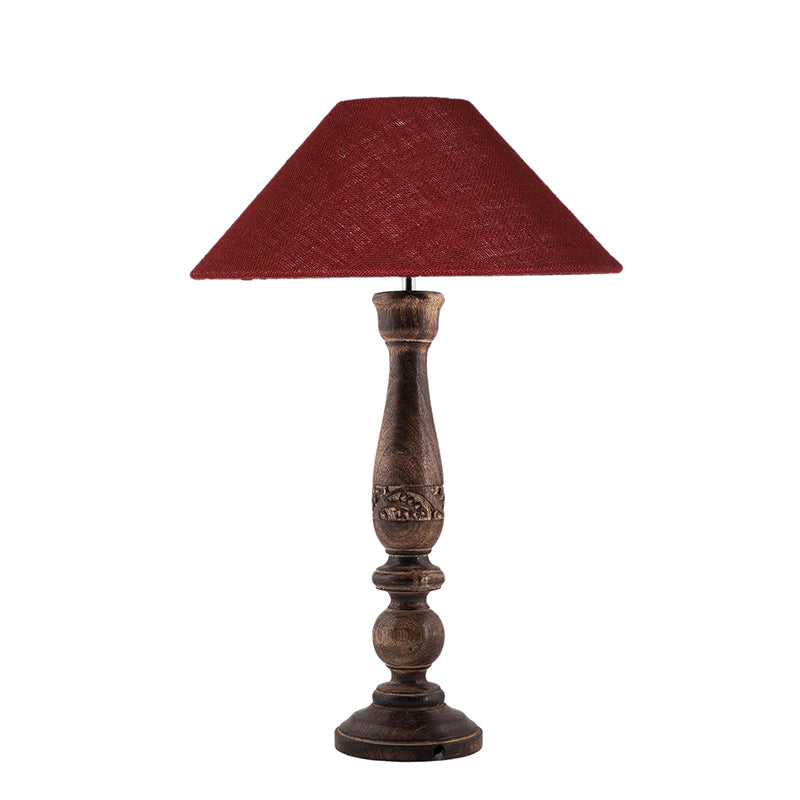 Buy Nihara Wooden Table Lamp With Jute Shade - Maroon Table Lamp from Vaaree