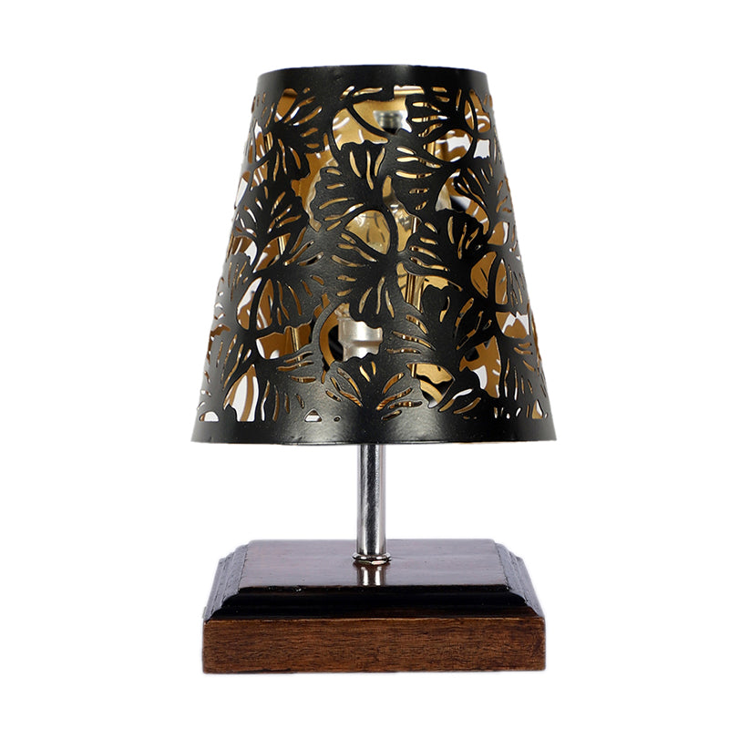 Table Lamp - Niksha Etched Flora Table Lamp - Black