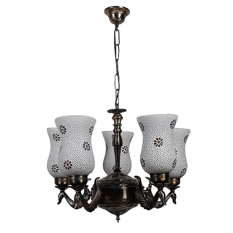 Buy Shima Mayoora Mosaic Golden Antique Chandelier Ceiling Lamp from Vaaree