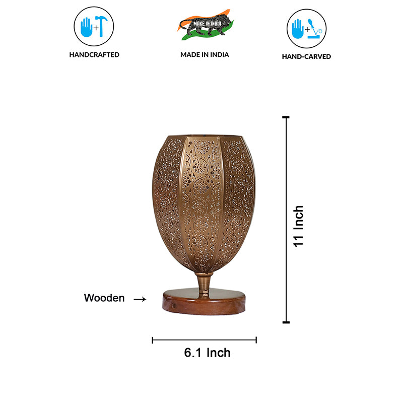 Table Lamp - Mehela Etched Table Lamp With Brown Base