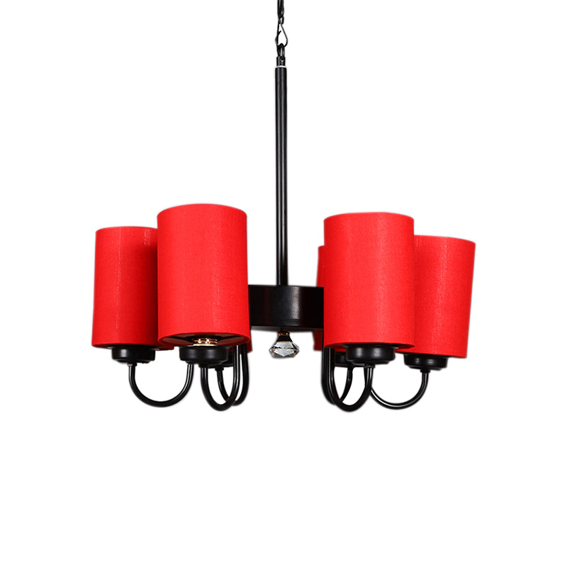 Ceiling Lamp - Viya Cylindrical Chandelier - Red