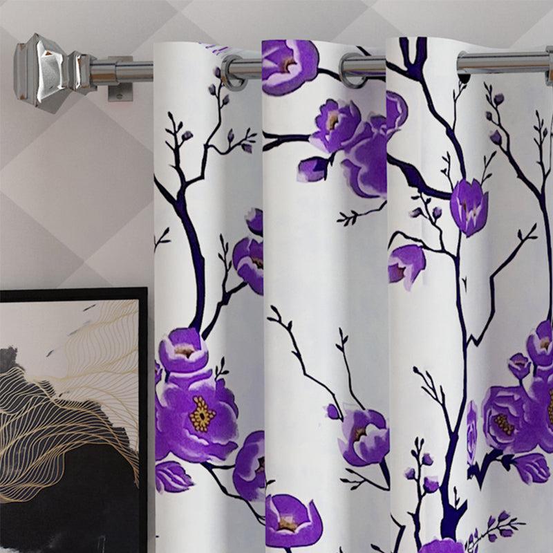 Buy Helio Floral Curtain (Purple) - Set Of Three Curtains from Vaaree