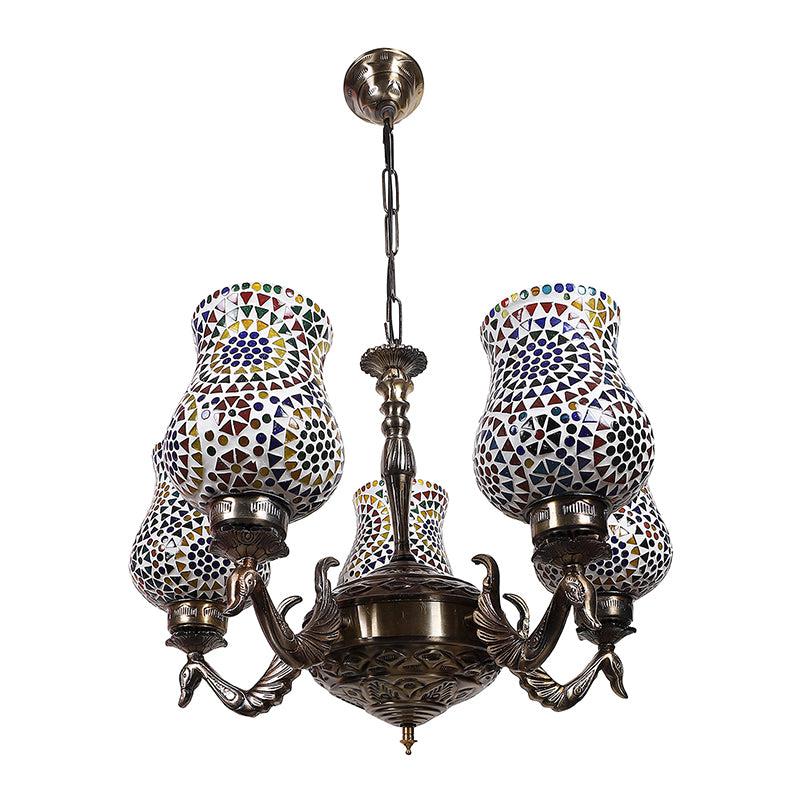 Buy Elva Mayoora Mosaic Golden Antique Chandelier Ceiling Lamp from Vaaree