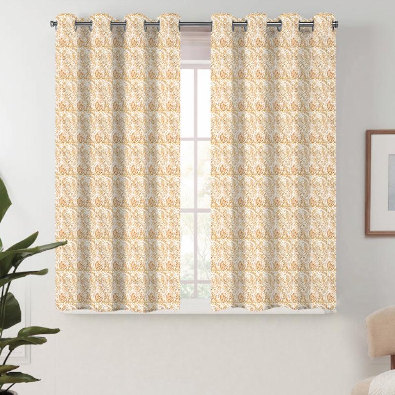 Buy Geralda Flora Semi Blackout Curtain (Yellow) - Set Of Two Curtains from Vaaree