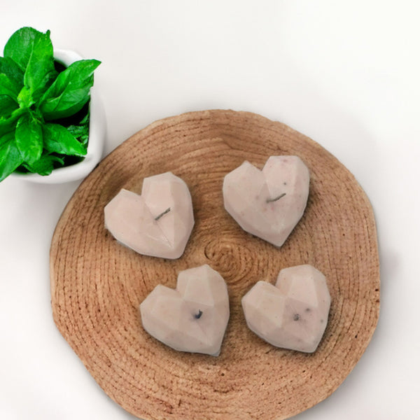 Candles - Heart Carve Cinnamon Candle Holder (White) - Set Of Four