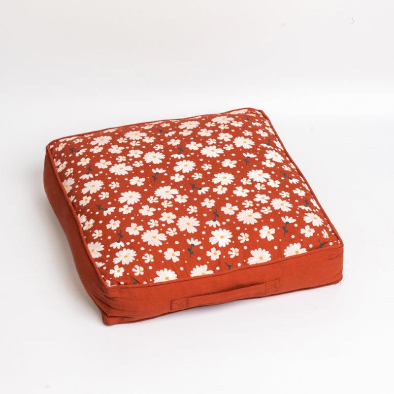 Buy Shannon Floral Floor Cushion - Terracotta Brown Floor Cushions from Vaaree