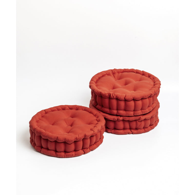 Buy Aidan Floor Cushion (Terracotta Brown) - Set Of Three Floor Cushions from Vaaree