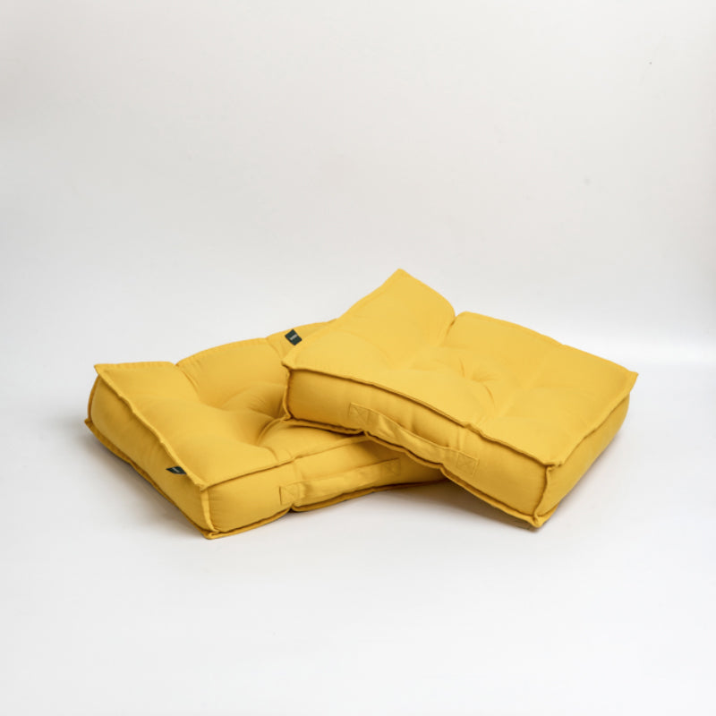 Buy Tara Floor Cushion (Mustard Yellow) - Set Of Two Floor Cushions from Vaaree