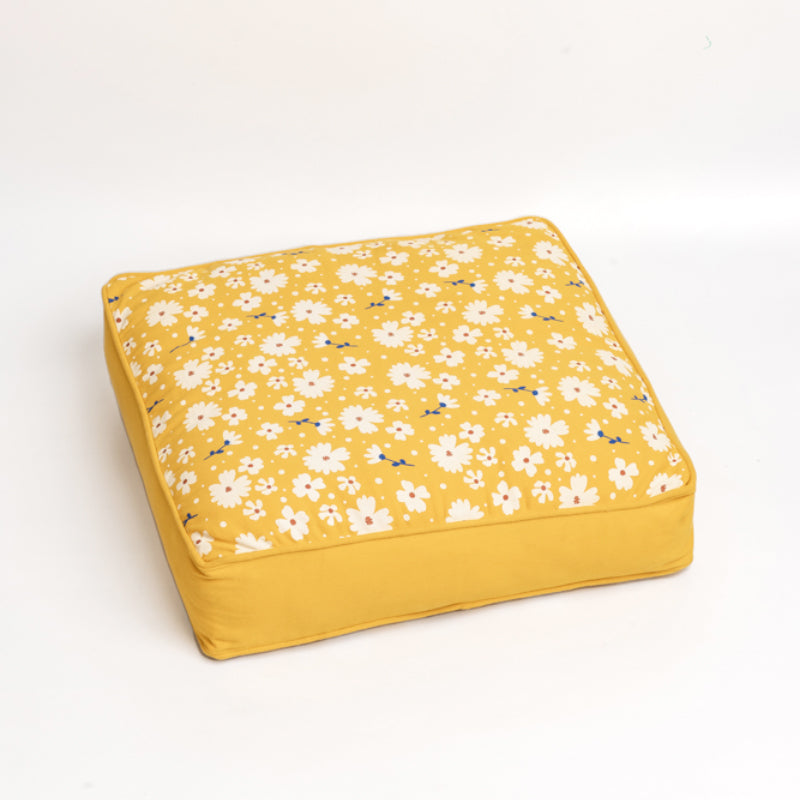 Buy Shannon Floral Floor Cushion - Mustard Yellow Floor Cushions from Vaaree