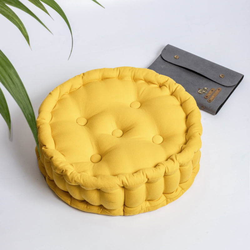 Buy Aidan Floor Cushion - Mustard Yellow Floor Cushions from Vaaree