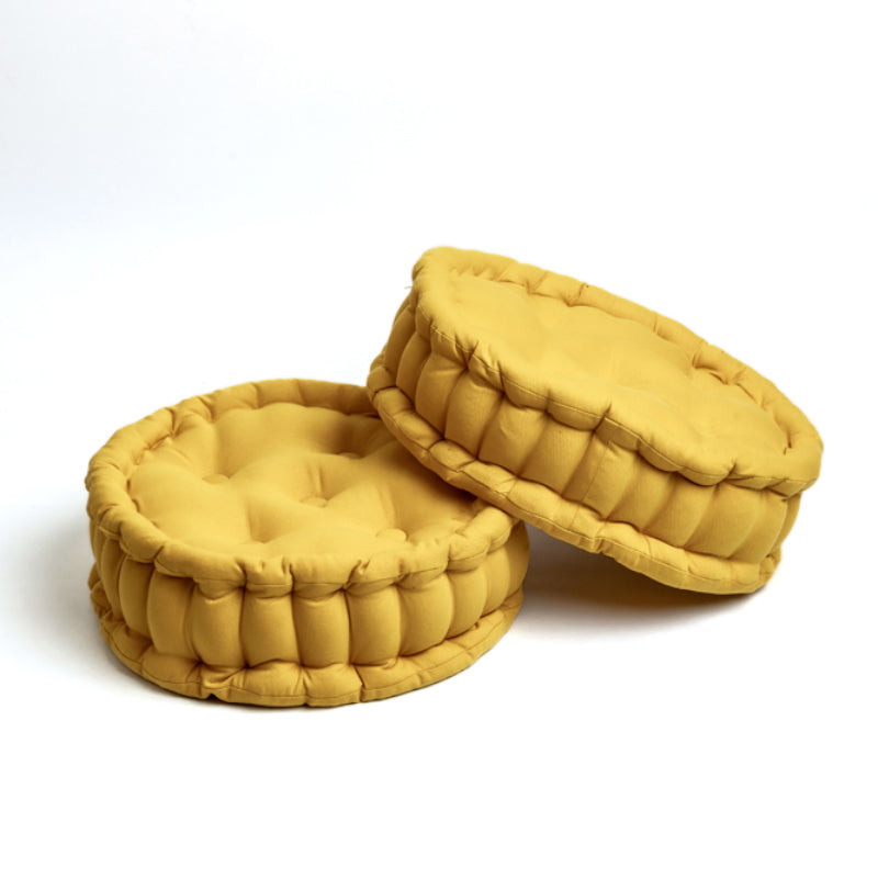 Buy Aidan Floor Cushion (Mustard Yellow) - Set Of Two Floor Cushions from Vaaree