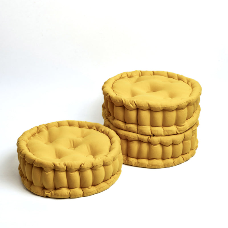 Buy Aidan Floor Cushion (Mustard Yellow) - Set Of Three Floor Cushions from Vaaree