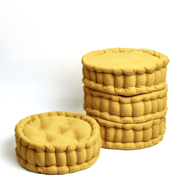 Buy Aidan Floor Cushion (Mustard Yellow) - Set Of Four Floor Cushions from Vaaree