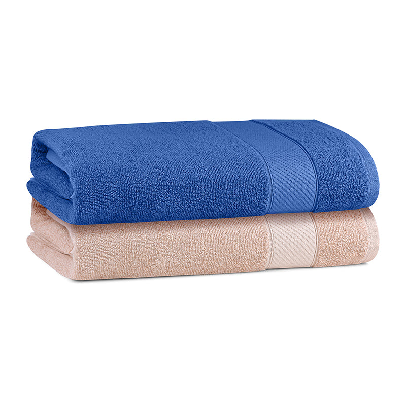 Buy Reign Bath Towel (Dark Blue & Sand Stone) - Set Of Two Bath Towels from Vaaree