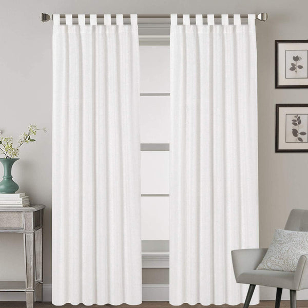 Esme Tab Top Medium Width Curtain - White