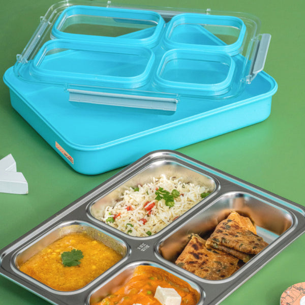 Tiffins & Lunch Box - Agro Kids Leakproof Lunch Box with Compartments (Sky Blue) - 1100 ML