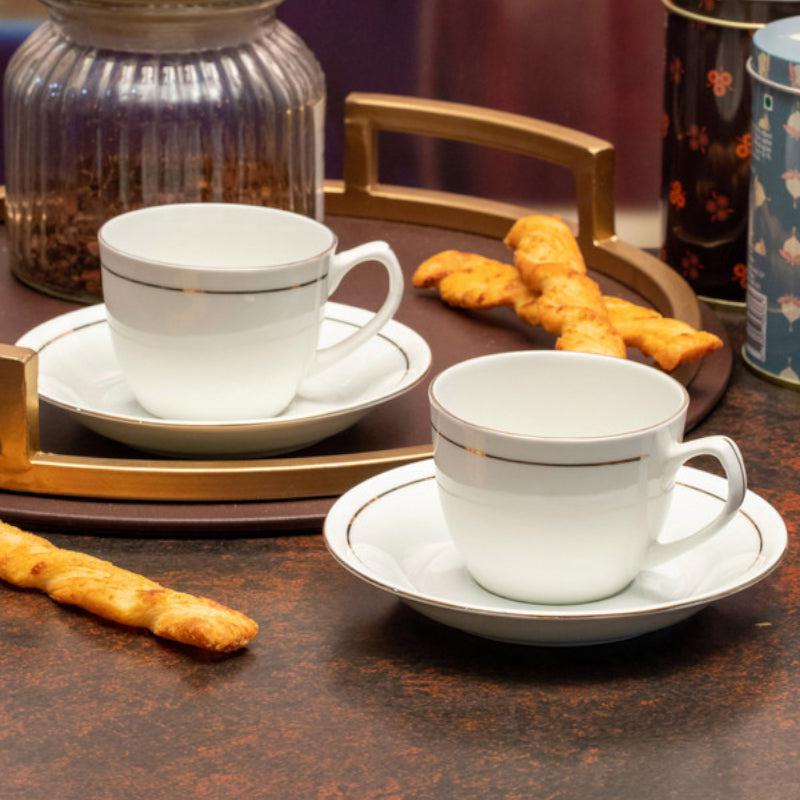 Buy Oren Goldline Cup & Saucer (140 ML) - 12 Piece Set Tea Cup & Saucer from Vaaree