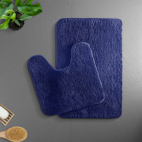 Buy Helen Anti Skid Bath Mat & Contour Mat (Blue) - Two Piece Set Bath Mats from Vaaree