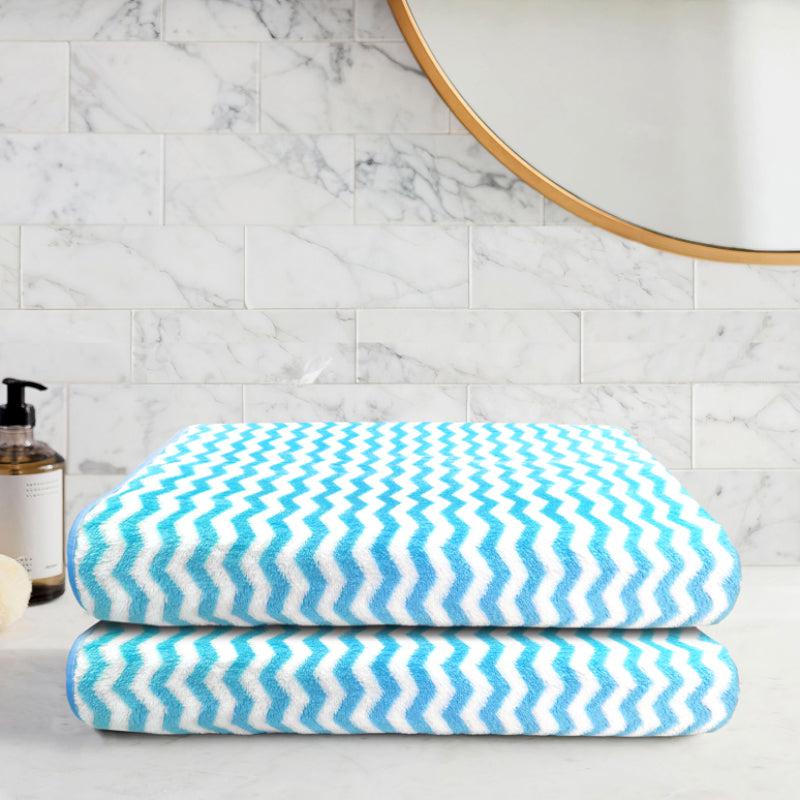 Buy Mervo Stripe Bath Towel (Blue) - Set Of Two Bath Towels from Vaaree