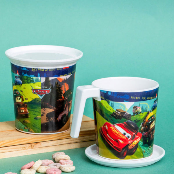 Mug & Tea Cup - McQueen Car Craze Kids Mug With Coaster (320 ML) - Four Piece Set