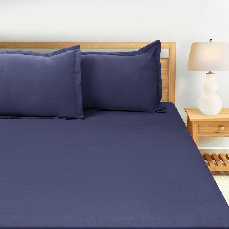 Bedsheets - Sanumi Solid Bedsheet - Navy Blue