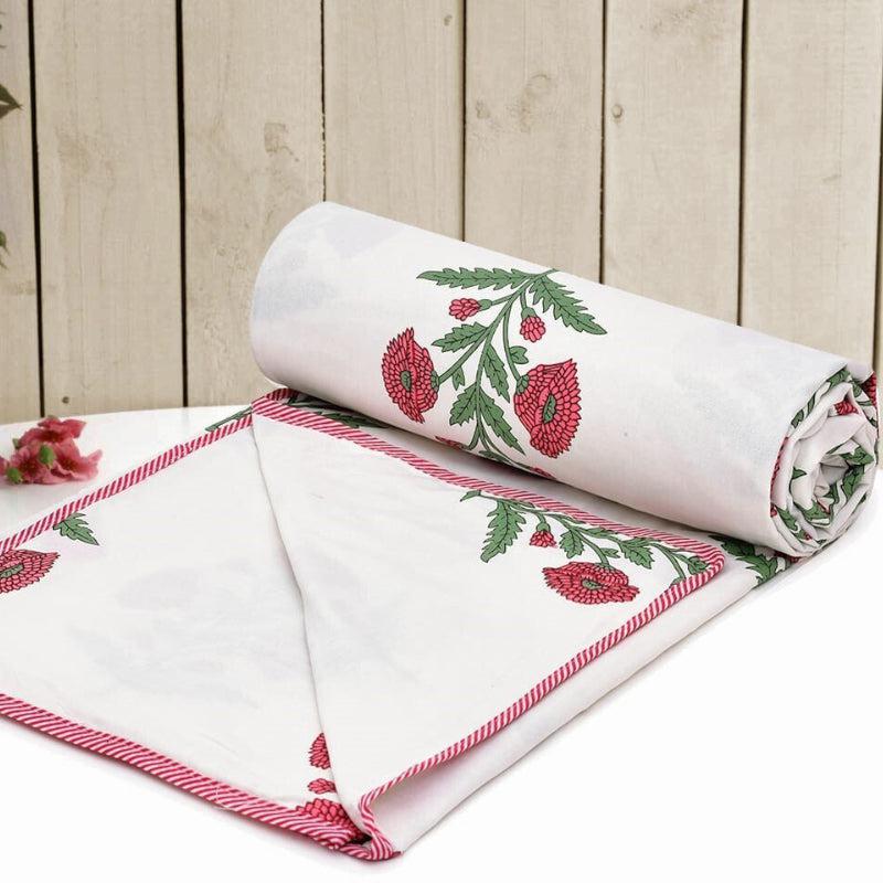 Buy Tapas Floral Reversible Dohar - White & Pink Dohars from Vaaree