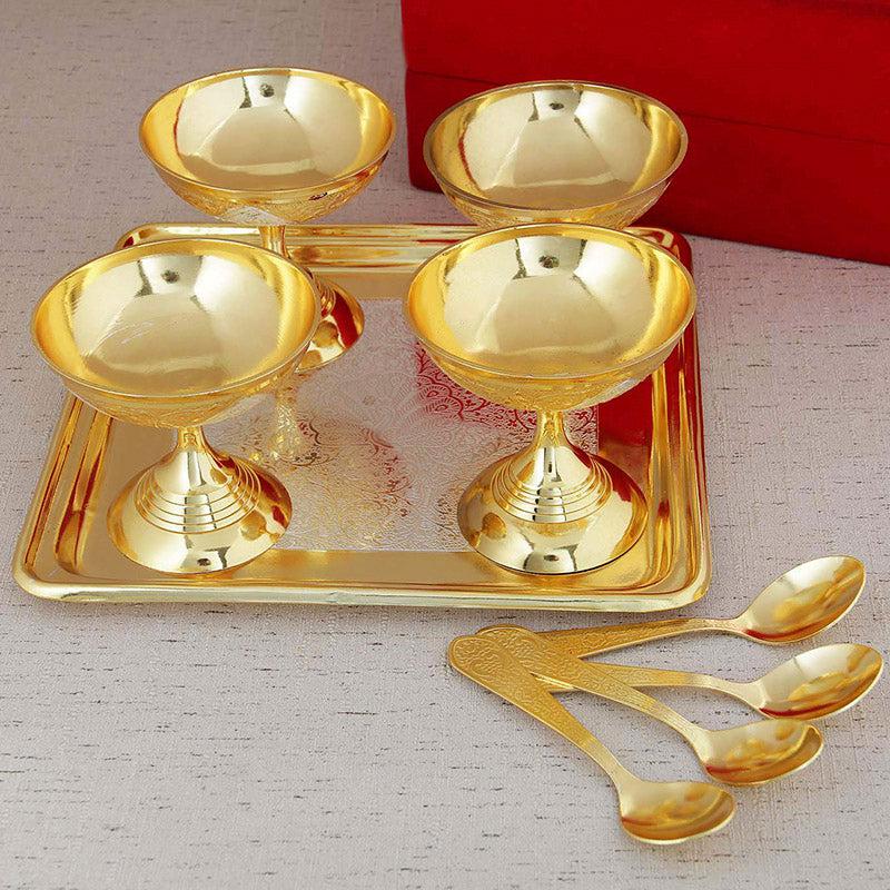 Icecream Cup - Lopa Dessert Cup With Spoon & Tray - Set Of Nine