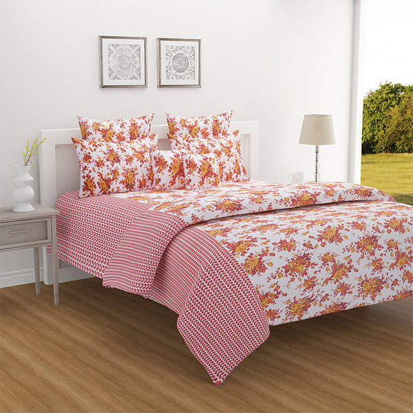 Avery Floral Comforter - Red & Pink