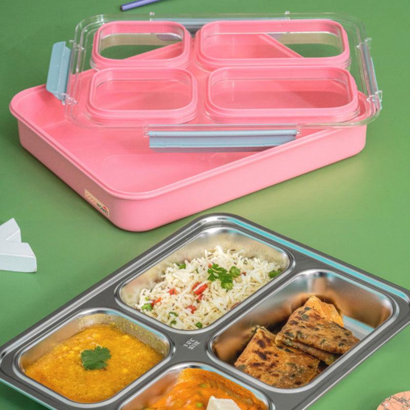 Tiffins & Lunch Box - Agro Kids Leakproof Lunch Box with Compartments (Pink) - 1100 ML