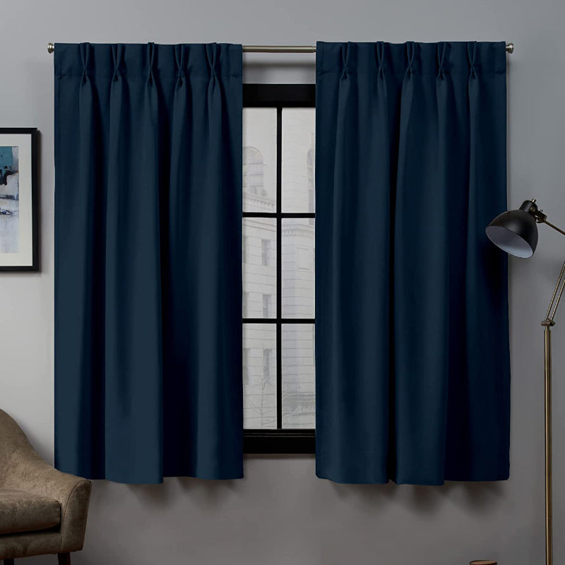 Buy Imora Double Pinch Pleat Medium Width Curtain - Navy Blue Curtains from Vaaree