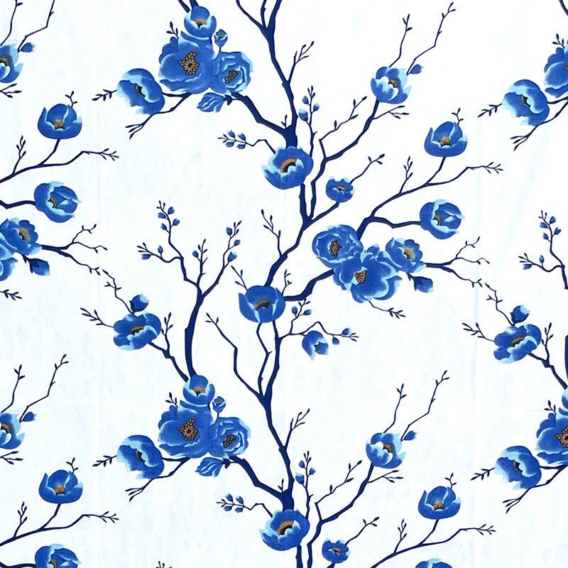 Buy Helio Floral Curtain (Blue) - Set Of Three Curtains from Vaaree