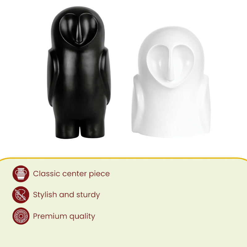 Buy Mr MonoChrome Owl Showpiece (Black & White)- Set Of Two Showpieces from Vaaree