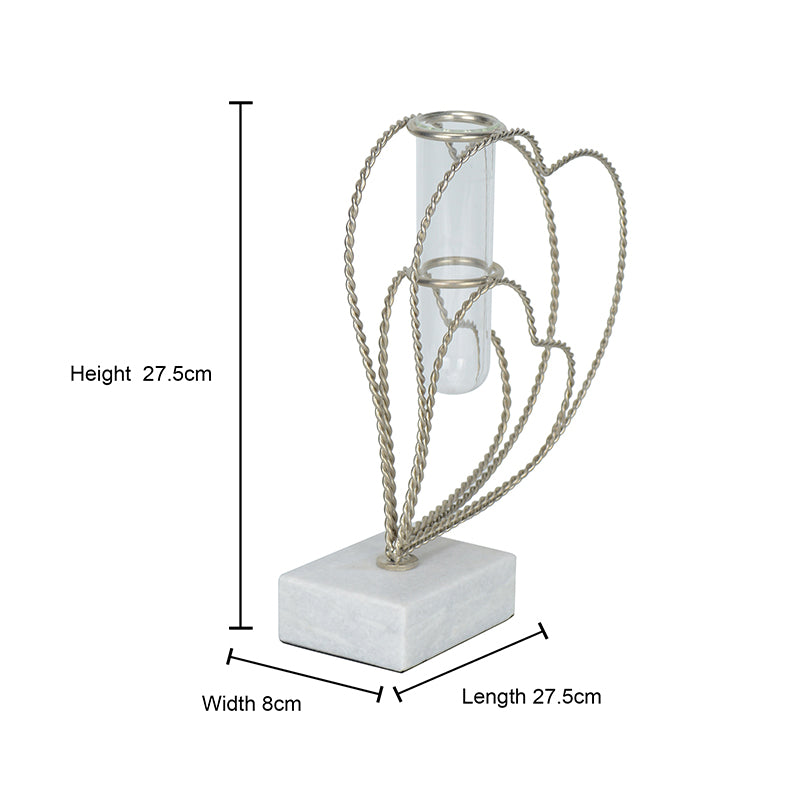 Vase - Crossed Hearts Planter - Silver