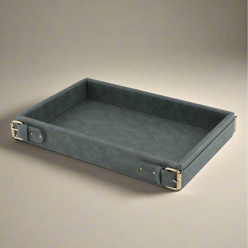 Serving Tray - Redvo Vegan Leather Serving Tray - Grey